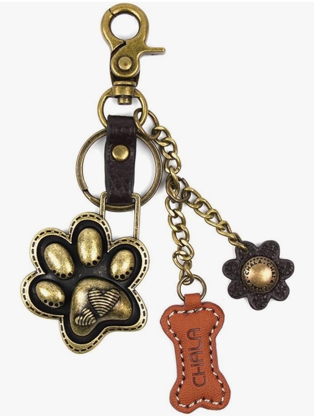 CHALA Paw-print Dog Purse Charm Key Fob Metal Keychain Great Gift NEW